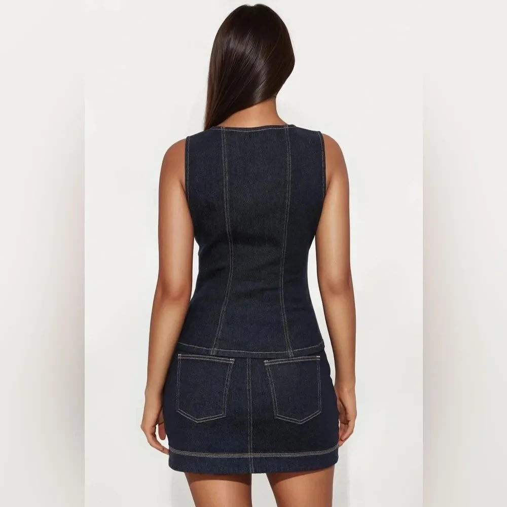 Summer Blues Mini Skirt Set - Denim